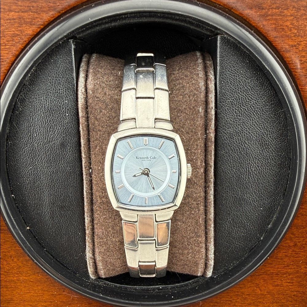 Kenneth Cole Silver-Tone Watch with Blue Dial